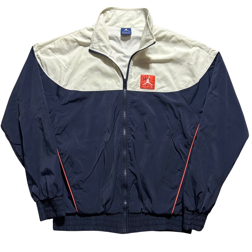 VTG Jordan Windbreaker Jacket M Navy Cream Tinker Hatfield Flight Colorblock